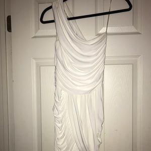 white on shoulder formal dress